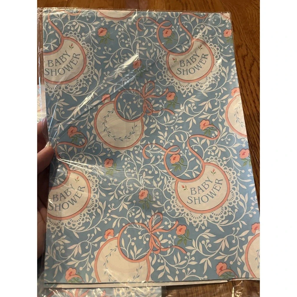 Vtg Baby Shower Gift‎ Wrap Blue Floral Lot Of 6 Packs Celebrations By Gibson